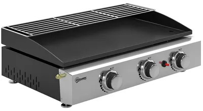 Produktbild von Gasgrill 7,5 KW Tragbarer Tischgrill mit 3 Brenner Keramische Lackbeschichtung Grillrost Warmhalterost