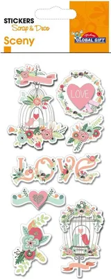 Produktbild von Aufkleber mit Glitzerrelief - Blumen 'Love