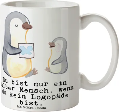 Produktbild von Mr. & Mrs. Panda Tasse Logopäde Herz - Weiß - Geschenk, Kaffeebecher, Spruch, Lustig, Henkelpott, Keramiktasse, Studium, Kakaotasse, Ausbildung, Pott
