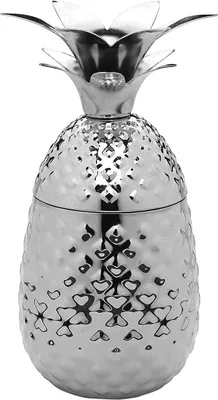 Produktbild von ECHTWERK Ananas Cocktail Tasse / Ananasbecher aus hochwertigem Edelstahl inklusive dekorativer Geschenkbox, 500 ml, 9,3 x 20 cm, Farbe:Edelstahl