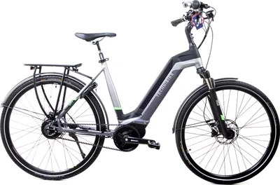 Produktbild von 28 Zoll E-Bike TechniBike City Elektro Fahrrad Pedelec Riemen N330 Nu Vinci Continental Mittelmotor Grau Grün Gr.S