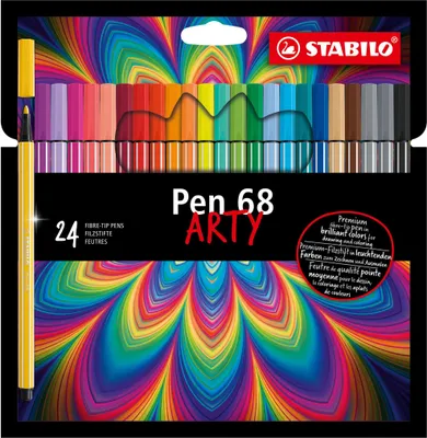 Produktbild von Premium-Filzstift - STABILO Pen 68 - ARTY - 24er Pack mit Hängelasche - mit 24 verschiedenen Farben