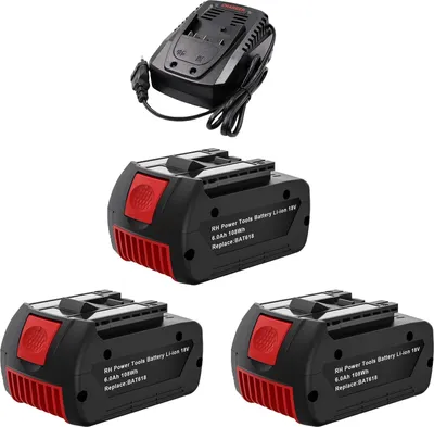 Produktbild von Ersatzbatterie, 18V, 6000mAh Kapazität, 3 Batterien 1 Ladegerät
