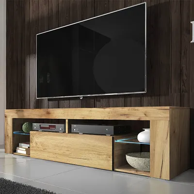 Produktbild von Selsey TV-Schrank BIANKO TV-Lowboard in Holz-Optik Lancaster Eiche mit LED-Beleuchtung Stehend 140cm