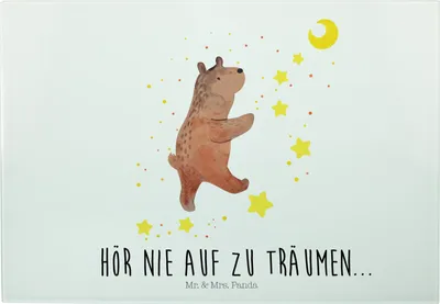 Produktbild von Mr. & Mrs. Panda Schneidebrett Bär Träume - Weiß - Geschenk, Frühstücksbrett, Hackbrett, Glas-Schneidebrett, Vesperplatte, Traum, Träumen, Teddy, Traumdeutung