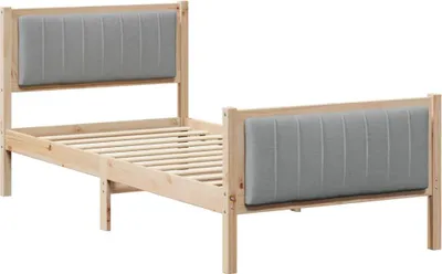 Produktbild von vidaXL Bettgestell Braun und hellgrau 90 x 200 cm Massivholz Kiefer