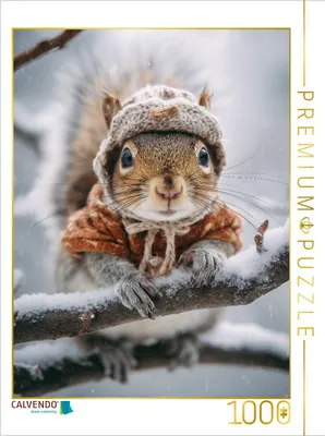 Produktbild von CALVENDO Puzzle Eichhörnchen im Winter | 1000 Teile Lege-Größe 64x48cm Foto-Puzzle für glückliche Stunden