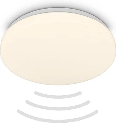 Immagine prodotto di Lampada da soffitto a LED con sensore di movimento, portata 3 m, IP54, 27x65 cm, bianca