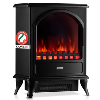 Immagine prodotto di KAMINIO Camino elettrico LENI - Stufa elettrica con riscaldamento, effetto fiamma 3D - Nero