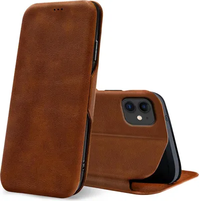 Produktbild von Conie Retro Klapp Tasche für iPhone 11 Kartenfach Hülle Rundumschutz in Braun