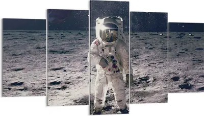 Produktbild von Bild auf Leinwand - Leinwandbild - 5 Teile - Mond Erde Astronaut - 160x85cm - Wand Bild - Wanddeko - Wandbilder - Leinwanddruck - Bilder - Wanddekoration - Leinwand bilder - Wandbild - EA160x85-4882