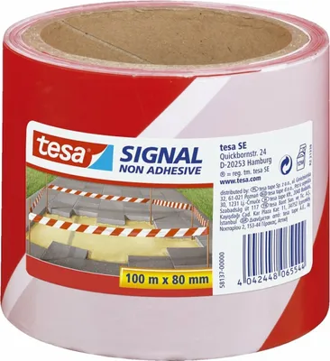 Produktbild von Tesa - Warnband 100mx80mm Rot Weiß | Blasen Sie ein 1 Stück | 4 Stück