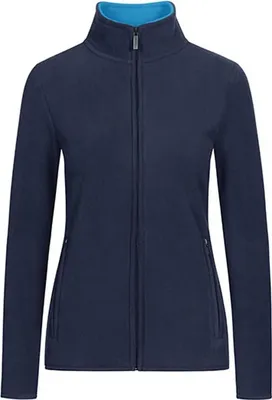 Produktbild von Doppel Fleece Zip Jacke Damen, Marineblau-Wasserblau, XL