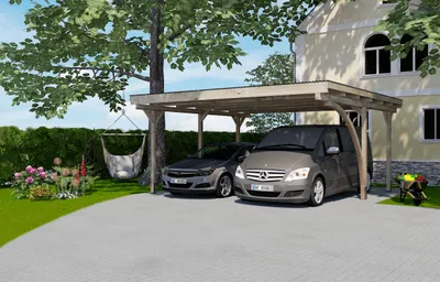 Produktbild von Doppelcarport 616 A mit Rundbogen B x T x H 500 x 500 x 239