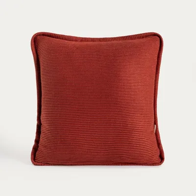 Zdjęcie produktu dla HOMLA Poszewka MARENA gładka karmelowa z dodatkiem lnu i wiskozy ze sweterkową lamówką 45x45 cm