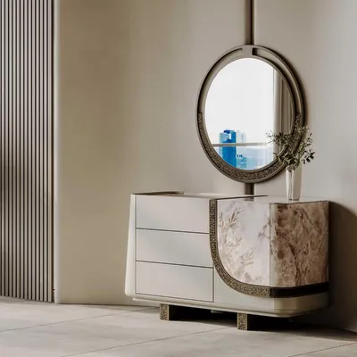 Image de Élégante coiffeuse avec miroir et design moderne