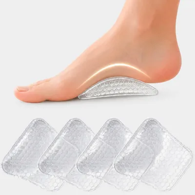 Produktbild von COOL-i 2 Paar Gel Fußgewölbe Pads, selbstklebende Fußgewölbeunterstützung, zuschneidbar, wiederverwendbar, transparent