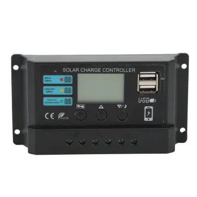 Zdjęcie produktu dla Wyświetlacz LCD Kontroler paneli słonecznych Kontroler ładowania fotowoltaicznego 12 V 24 V Samoregulujący Czarny