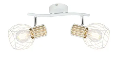 Produktbild von Globo Lighting Strahler Metall weiß, Metall Holzoptik, Metall weiß, LxBxH: 296x230x185mm, exkl. 2x E27 40W 230V