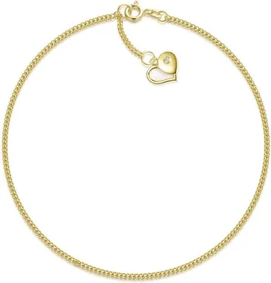 Produktbild von SILBERKETTEN STORE Fußkette Panzer 1,7mm mit Herz - echt 585 Gold, Länge wählbar - 30cm