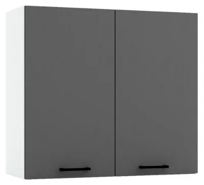 Produktbild von Küchenhängeschrank 80 cm - Graphit und Ashegrau - Modulküche - Soft-Close-System - Küchenschrank - Universelle Frontmontage