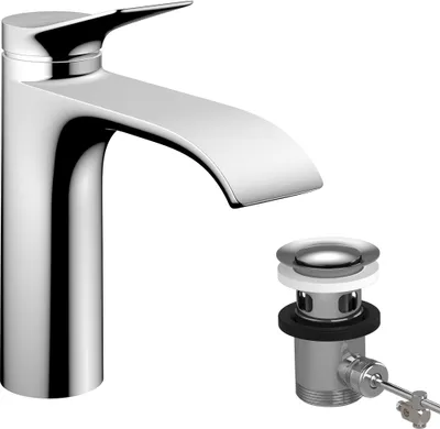 Produktbild von hansgrohe Vivenis Einhebel-Waschtischarmatur 110 mit Zugstangen-Ablaufgarnitur, Ausladung 146mm, CoolStart, 75023000