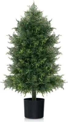 Obrázok produktu pre 80 CM Umelý cédrový strom, izbová umelá rastlina s realistickými listami PE, cementom plnený hrniec, robustný kmeň a svieži mach