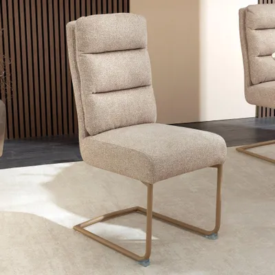 Produktbild von riess-ambiente Freischwinger Stuhl COMFORT beige Strukturstoff Metallgestell mit Wippfunktion