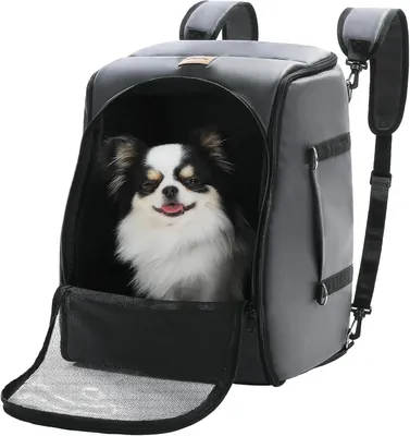 Produktbild von Purpurra 3-in-1-Haustierrucksack, Haustier-Autobett, für kleine Hunde, Katzen; Haustiertragetasche, schwarz