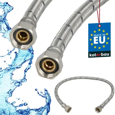 Produktbild von KOTARBAU® Flexschlauch 3/8 Zoll Wasserschlauch 60cm Panzerschlauch 3/8“x3/8“ Anschlussschlauch für Armatur Schlauch Für Wasserhahn Edelstahlummantelt