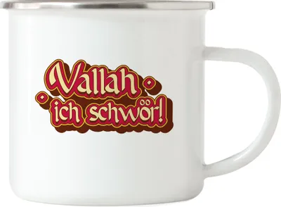 Produktbild von Vallah ich schwör Emaille Tasse Türkisch Arabisch Lustig Spruch Humor Statement Witz