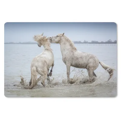 Produktbild von MuchoWow® Mauspad Mousepad Zwei Pferde spielen im Wasser in der Camargue 27x18 cm - Mousepads - Maus Mat - Pad - Mausunterlage - Büroartikel - Desk Matten