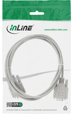 Produktbild von InLine Serielle Verlängerung, 9pol Stecker / Buchse, vergossen, 1:1 belegt, 20m, Beige, 20 m, DB-9, DB-9, Stecker, Buchse