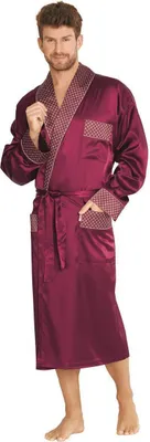 Produktbild von FOREX Lingerie edler und hochwertiger Satin-Bademantel Herren-Mantel im tollen Design, Bordeaux, Gr. XXL