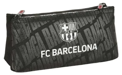 Image de Trousse F. C. Barcelona avec 3 fermetures éclair, pour enfants, idéale pour les enfants de 5 à 14 ans, pratique et polyvalente, 21 x 7 x 8,5 cm
