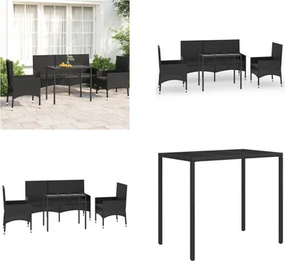 Image de vidaXL 4 pcs. Garden Lounge Set with Coussins Noir Poly Rattan - Garden Lounge Set - Garden Lounge Sets - Outdoor Lounge Set - Lounge Set Terrasse