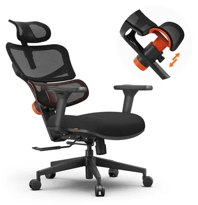 Obrázek produktu pro Ergonomická kancelářská židle, černá barva - 3D nastavitelné područky - síťovina
