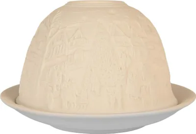 Image de Clayre & Eef Bougeoir Ø 12x8 cm Blanc Porcelaine Maisons