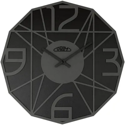 Produktbild von PRIM Glamorous Design Wanduhr Holz lautlos 3D-Zahlen Schwarz/Dunkelgrau 35 cm