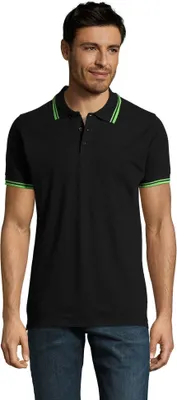 Image de SOLS Homme Pasadena Tipped Short Sleeve Pique Polo PC2431 (L) (Gris/Orange)