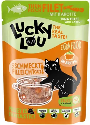 Image de Lucky Lou Extrafood Thon avec carotte in Sud Nourriture pour chats Nourriture humide pour chats Complément alimentaire