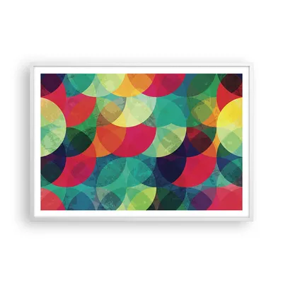 Produktbild von Gerahmtes Poster - Weißer Rahmen - Farben Räder Abstraktion - 100x70 cm - Wand Bild - Wanddeko - Wandbilder - Kunstposter - Wandposter - Bilderrahmen - Bilder - Kunstdruck - P2WAA100x70-4701