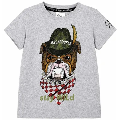 Produktbild von BONDI Jungen T-Shirt "Stay Wild" mit Hundemotiv 29908 | Grey Melange Größe: 116