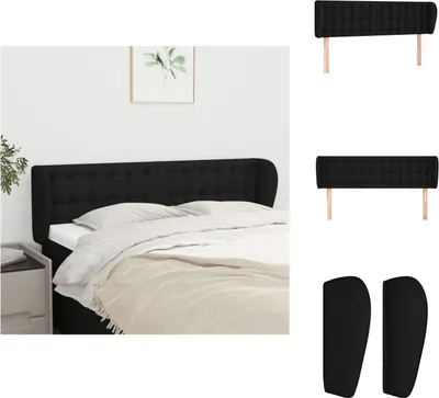 Produktbild von vidaXL Kopfteil mit Ohren Schwarz 147x23x78/88 cm Stoff -  Kopf- & Fußenden