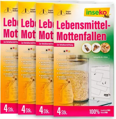 Produktbild von inseko 16x Lebensmittelmotten Falle I insektizidfrei & geruchlos I Lebensmittelmottenfalle Germany - 4 Packungen (442215)