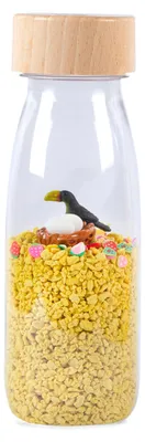 Obrázok produktu pre Senzorická fľaša Sound Toucan – 14 x 4 cm – žltá | od Petit Boum