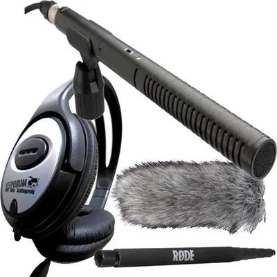 Produktbild von Rode NTG-2 mit Deadcat mit Tonangel und Kopfhörer