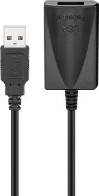 Image de Goobay 68876 Rallonge active USB 2.0, or, noir, 5 m, or-noir - USB 2.0 mâle (type A) > USB 2.0 femelle (type A)