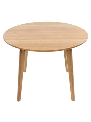 Produktbild von holz4home® Runder Tisch aus Massivholz Eiche 115 cm I Tisch aus Eichenholz Wohnzimmertisch Küchentisch aus Holz I Moderner Look Beine angeschrägt