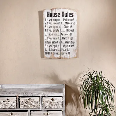 Image de Mucola Shabby Décoration en bois Tableau en bois Tableau mural 40x60CM Blanc